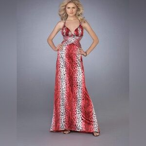 La Femme pink cheetah prom dress style - 13453